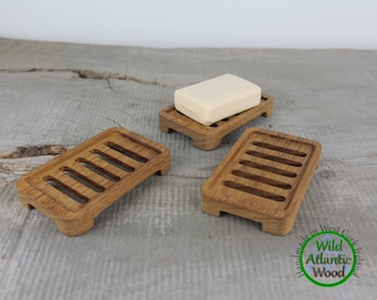 Drenaje de madera, jabonera de teca, jabonera hecha a mano, cero residuos, jabonera con drenaje, para baño o cocina
