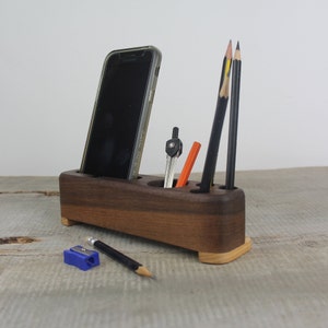 Wooden Desk Organizer, Wood Docking Station, Walnut Desk Caddy, Desk Accessories, Charging Station