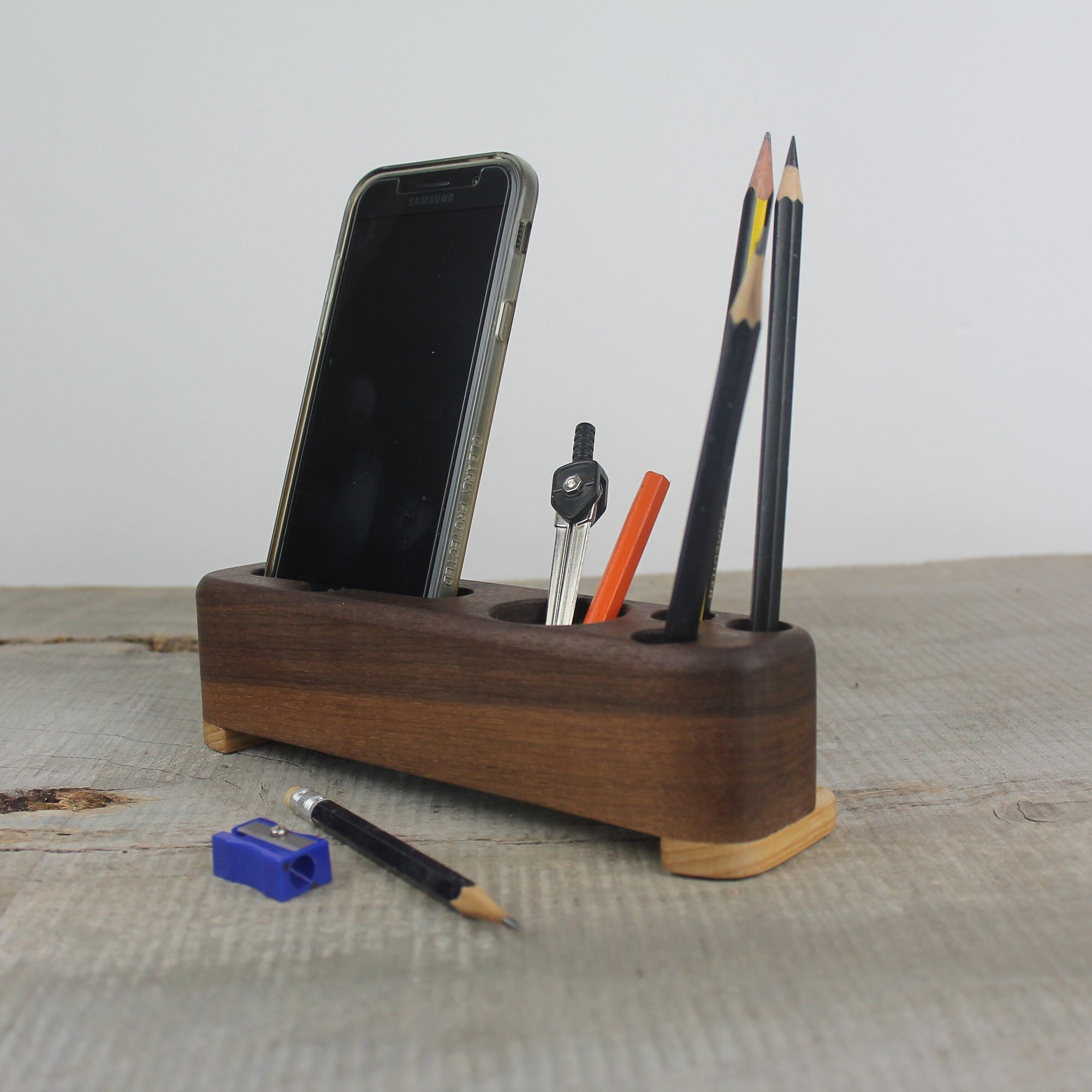 Wooden Desk Organizer Wood Docking Station Desk Caddy Desk Etsy