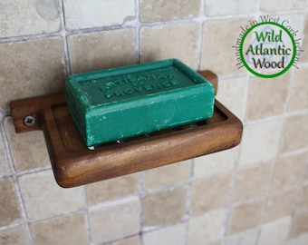 Handmade Wooden Wall Soap Dish, Shower Soap Saver Tray, Personalised Gift