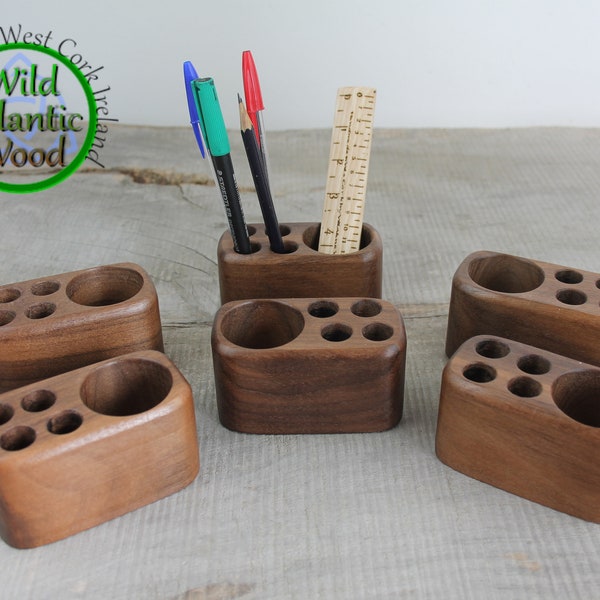 Small Wooden Desk Caddy, Wooden Pencil And Pen Holder, Wood Desk Organizer, Walnut And Sapele Wood Desk Accessory, Personalized Gift