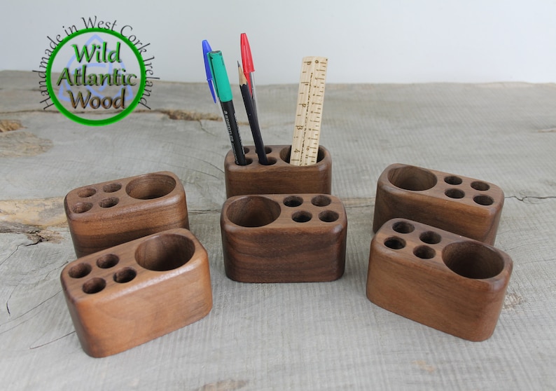 Small Wooden Desk Caddy Wooden Pencil and Pen Holder Wood Etsy