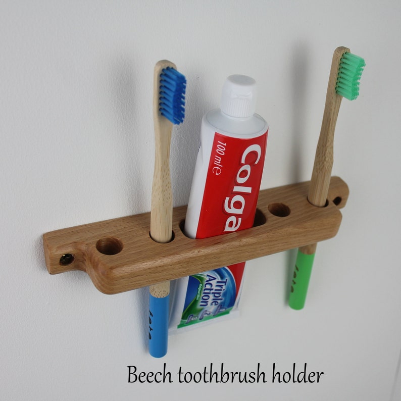 Wooden Toothbrush and Toothpaste Holder Wall Mounted Etsy