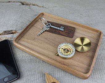 Handmade Wooden Valet Tray and Catchall Tray, 5th Anneversary gift, Personalized