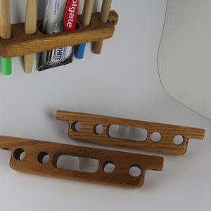 Zahnbürsten- und Zahnpasta-Halter aus Holz, Teakholz und Ulme, an der Wand befestigter Zahnbürstenhalter, Badezimmerzubehör