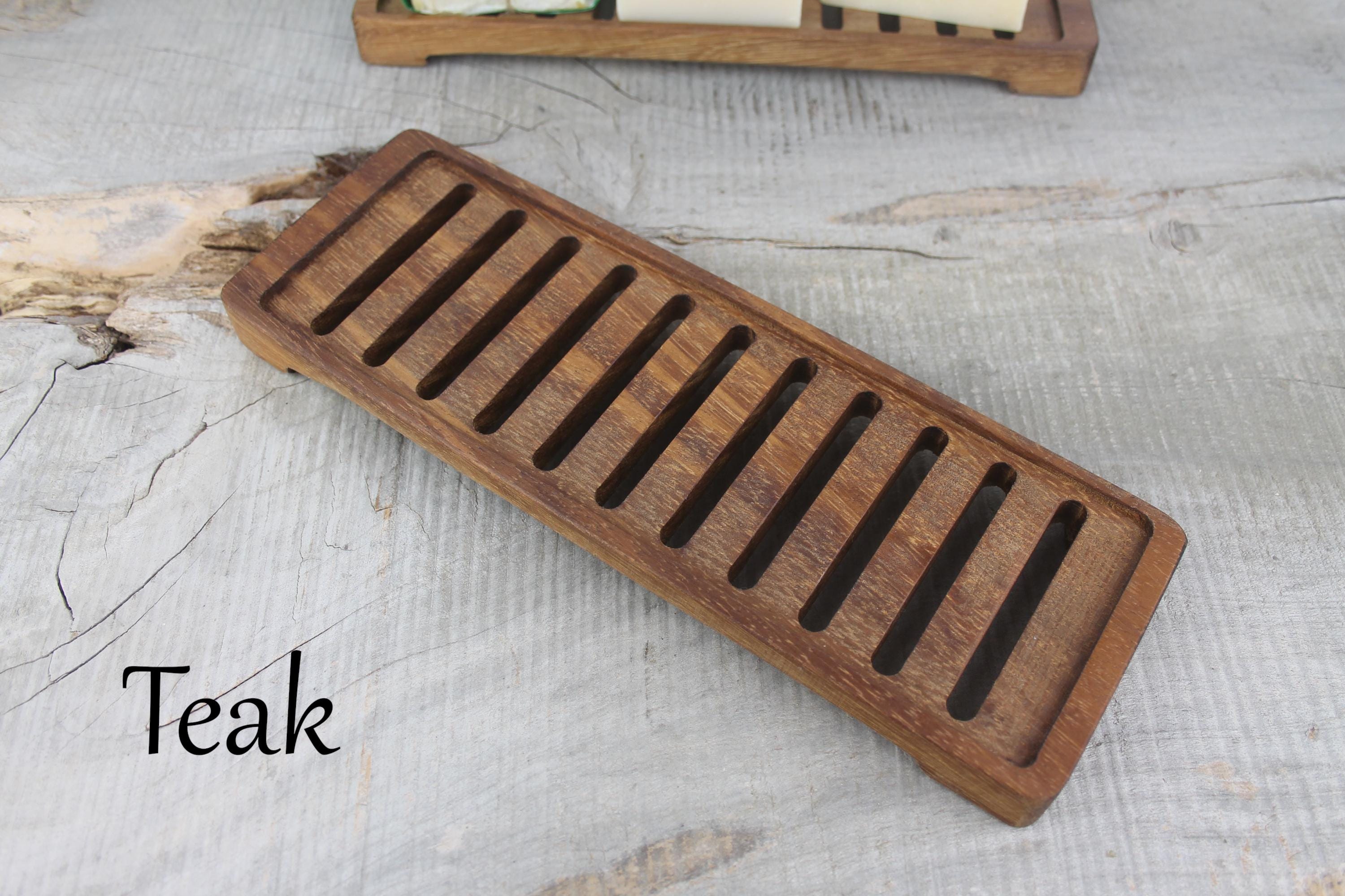 Large Teak Self Draining Soap Dish for Use in Shower Rooms Laundry