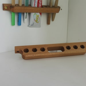 Zahnbürsten- und Zahnpasta-Halter aus Holz für 6 Zahnbürsten, an der Wand befestigter Zahnbürstenhalter, Badezimmerzubehör