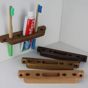 Zahnbürsten- und Zahnpasta-Halter aus Holz, an der Wand befestigter Zahnbürstenhalter, Badezimmerzubehör