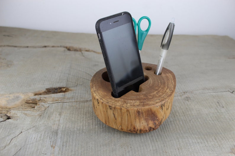 Wood Docking Station, Desk Organizer, Wooden Desk Accessories, Charging Station, Phone Stand, Gift for Men image 4