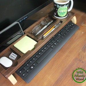 Desk Organizer With Dual Docking Station Handmade From Solid Walnut And Maple Perfect For Home Or Office, Can Be Personalized