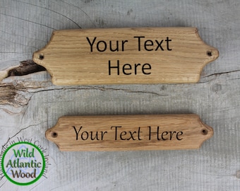 Personalisiertes Eichenholzschild kann mit Ihrer eigenen Nachricht, handgefertigten kundenspezifischen Holzschildern graviert werden.