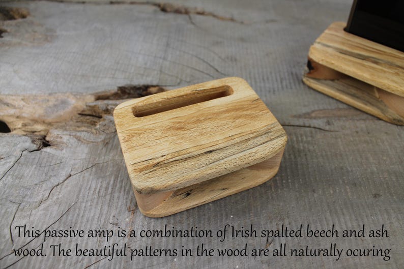 Amplificador pasivo de madera y soporte para smartphone, nogal y arce, soporte de madera para teléfono, regalo personalizado, altavoz acústico imagen 12
