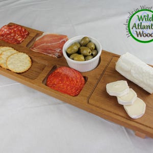 Personalized Oak Tapas Board Serving Tray For Appetizers, Cheese And Charcuterie Board With Handles, Food Platter Housewarming Gift