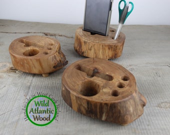 Wood Docking Station, Desk Organizer, Wooden Desk Accessories, Charging Station, Phone Stand, Gift for Men