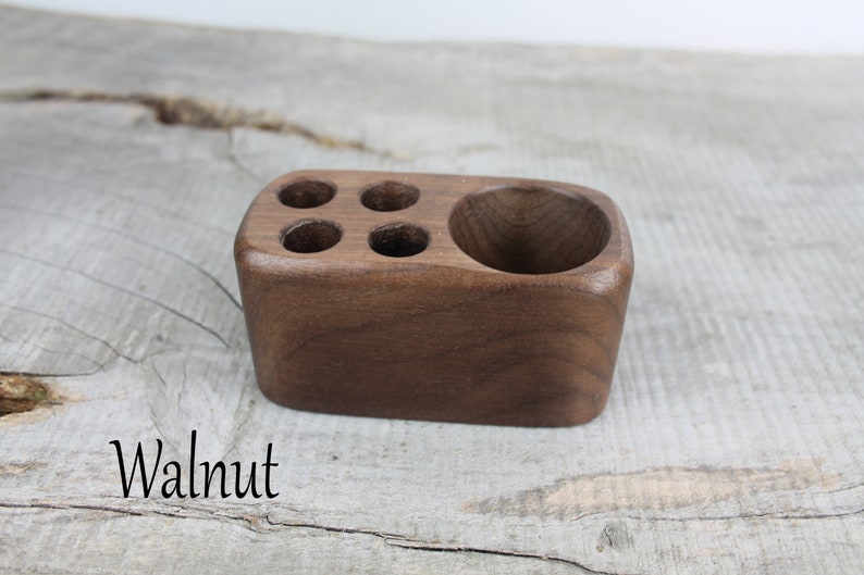 Small Wooden Desk Caddy, Wooden Pencil And Pen Holder, Wood Desk Organizer, Walnut And Sapele Wood Desk Accessory, Personalized Gift Walnut