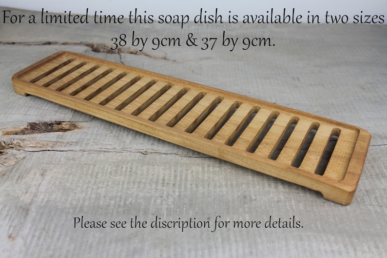 Extra Large Self Draining Teak Wooden Soap Dish, Handmade Soap Tray, Zero Waste, Soap Saver, For Bathroom or Kitchen image 5