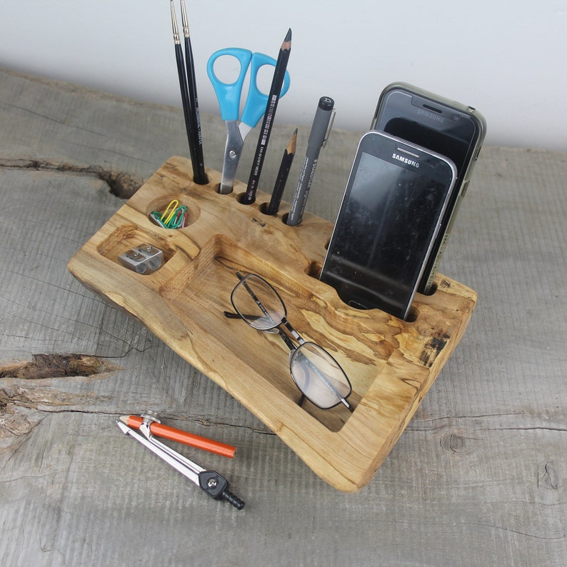 Maple Wood Desk Organizer Wooden Desk Caddy Gift For Men Etsy