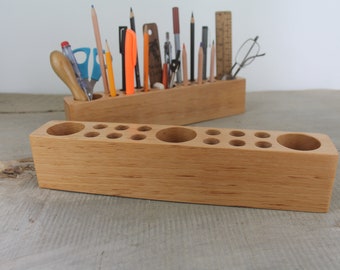 Wooden Desk Caddy,  Wood Pencil And Pen Holder, Beech Desk Organizer, Desk Accessory, Personalized Gift