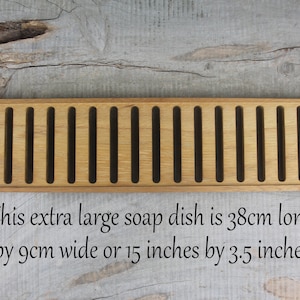 Extra Large Self Draining Teak Wooden Soap Dish, Handmade Soap Tray, Zero Waste, Soap Saver, For Bathroom or Kitchen image 4