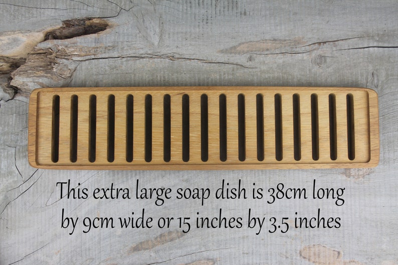 Extra Large Self Draining Teak Wooden Soap Dish, Handmade Soap Tray, Zero Waste, Soap Saver, For Bathroom or Kitchen image 4