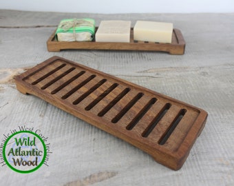 Large Teak Self Draining Soap Dish For Use in Shower Rooms Laundry Room or Kitchen, Handmade Soap Tray, Sustainable Living