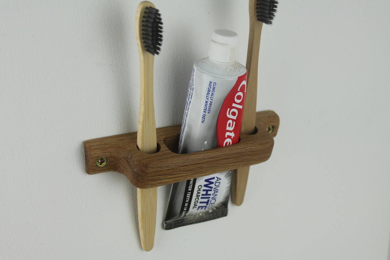 Wooden Toothbrush and Toothpaste Holder for 2 Brushes and 1 Etsy