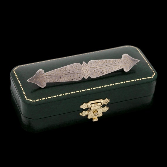 Vintage Sterling Silver Brooch Pin 925 Flower Art Nouveau Rectangle estate jewelry