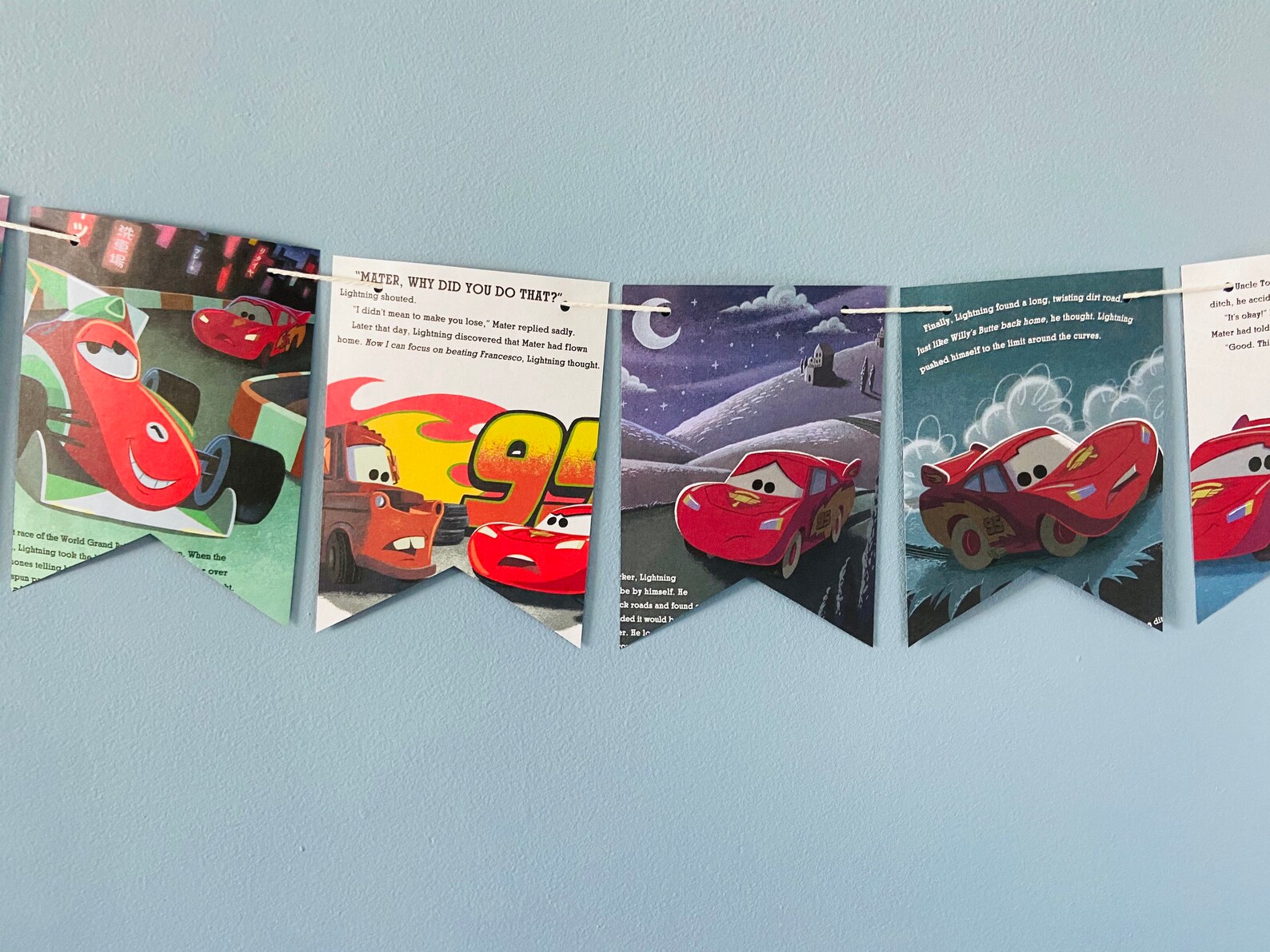 Cars 2: Racing Rivals Garland Story Book Pages Bunting | Etsy