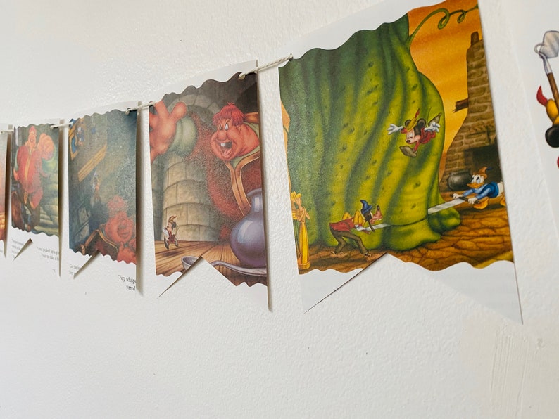Story Book Pages Bunting Pennants Nursery Decor Baby Shower Birthday Party Flags Mickey and the Beanstalk Garland