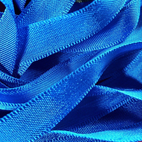 10 m Ruban bleu en viscose * largeur 13 mm * vintage, extra-fort bleu, ancien stock de France