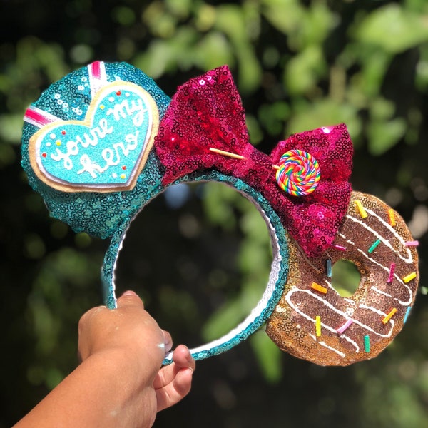 Vanellope von Schweetz Donut Wreck it Ralph Disney Sequin Minnie Mickey Ears Headband