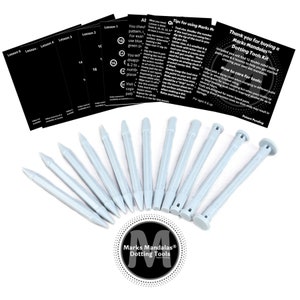 Marks Mandalas Dotting Tool Set - 24 Sizes Dot Mandala Tools - with How To Lessons - Small to Large Dots -  Walking & Dragging Dots