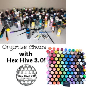 New Price Hex Hive 2.0 Storage Organizer 40 Piece Set for Craft Paint, Salon Hair Color, Tattoo Ink and more Made in USA, NOT ASSEMBLED image 8