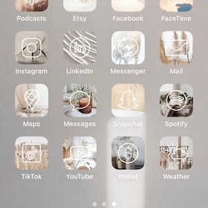 Customizable Neutral iOS 14 App Icons, Aesthetic app icons for iOS 14 | 40 set pack + 10 customized icons of your choice + Background