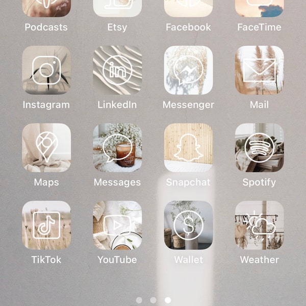 Customizable Neutral iOS 14 App Icons, Aesthetic app icons for iOS 14 | 40 set pack + 10 customized icons of your choice + Background