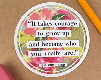Bookish Stickers, e.e. cummings, Become Who You Really Are, Quote Stickers