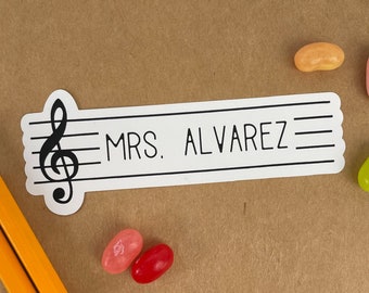 Teacher Name Stickers, Musical Register, Teacher Gift