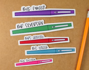 Personalized Teacher Flair Pen Sticker: Custom Name Tag