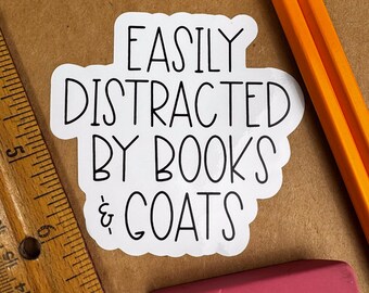 Bookish Stickers, Easily Distracted by Books and Goats, Teacher Stickers