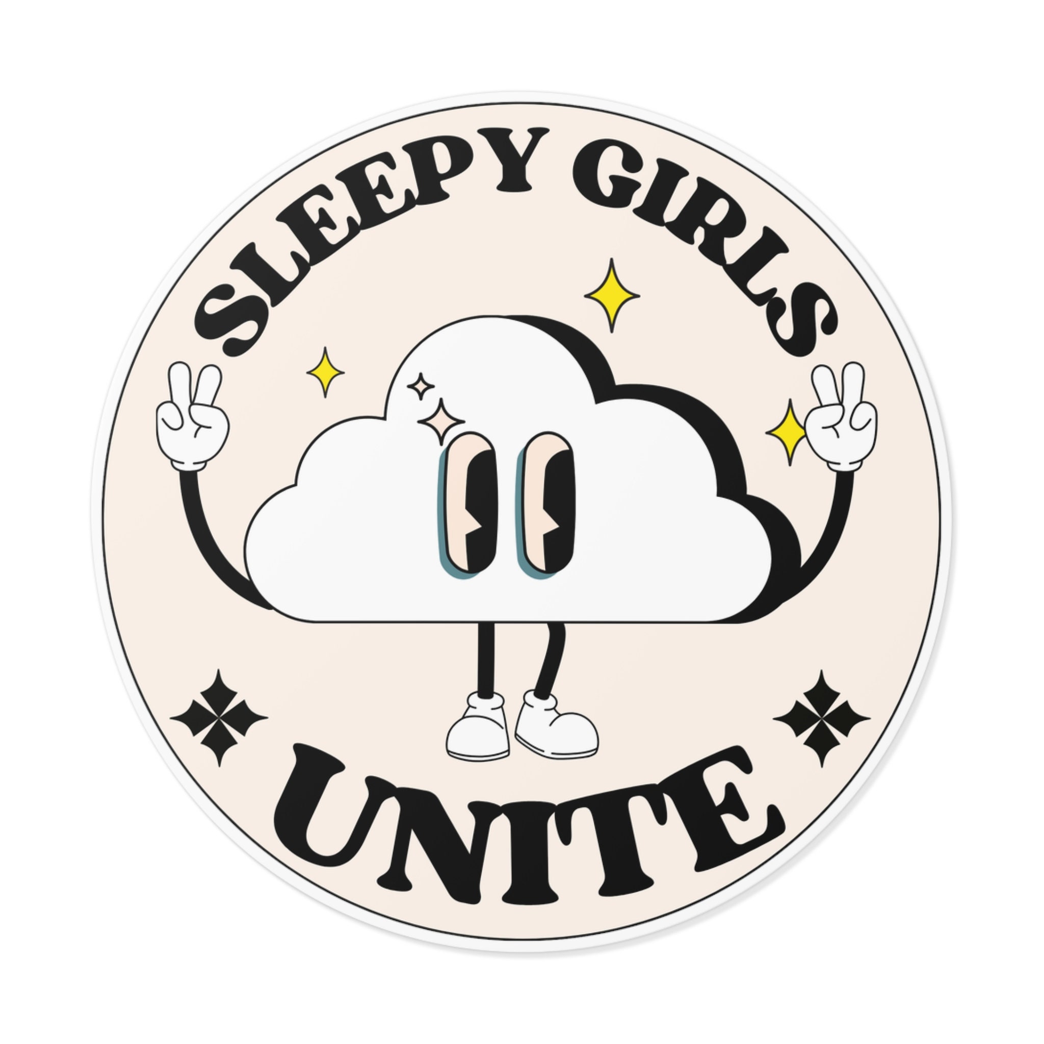 Sleepy Cloud Round Vinyl Stickers - Etsy
