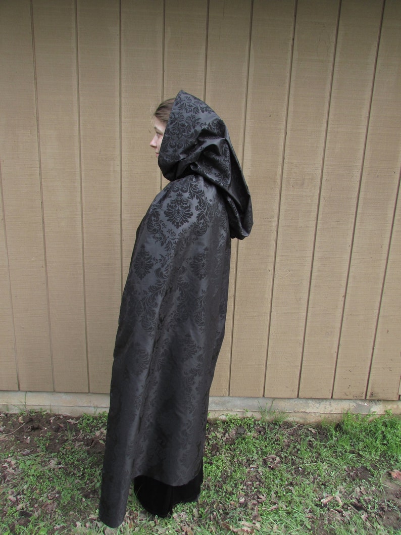 Black Taffeta and Velvet Cape