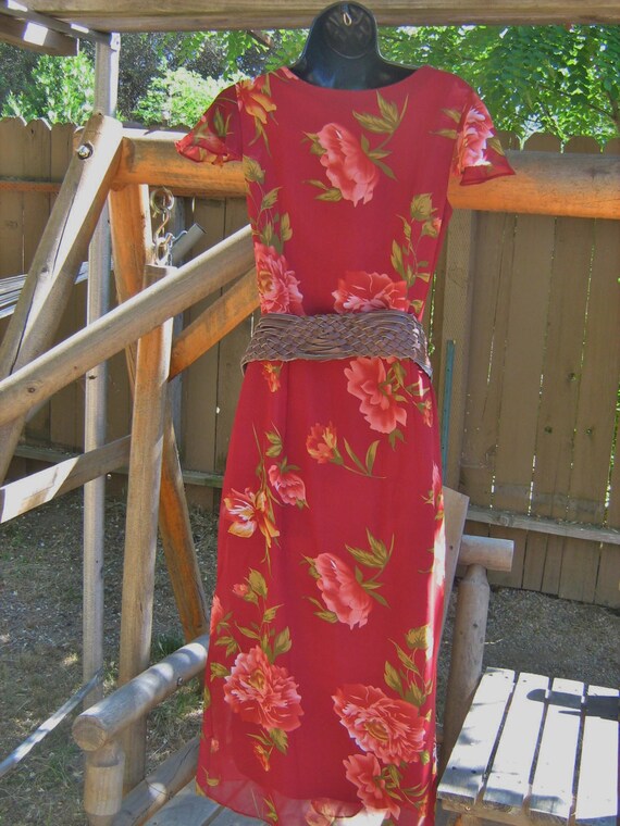 Rust Flower Print Sheath - image 4