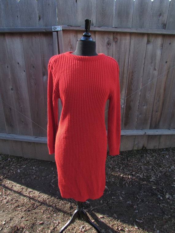Simple Red Sweater Dress