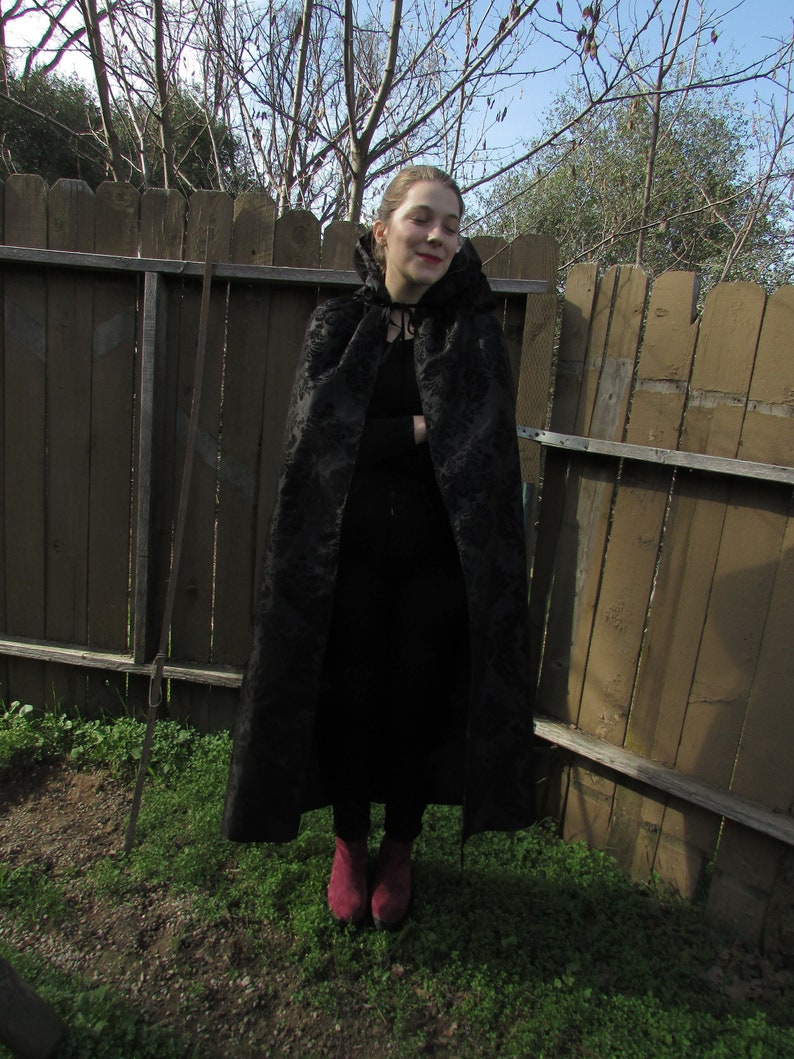Black Taffeta and Velvet Cape