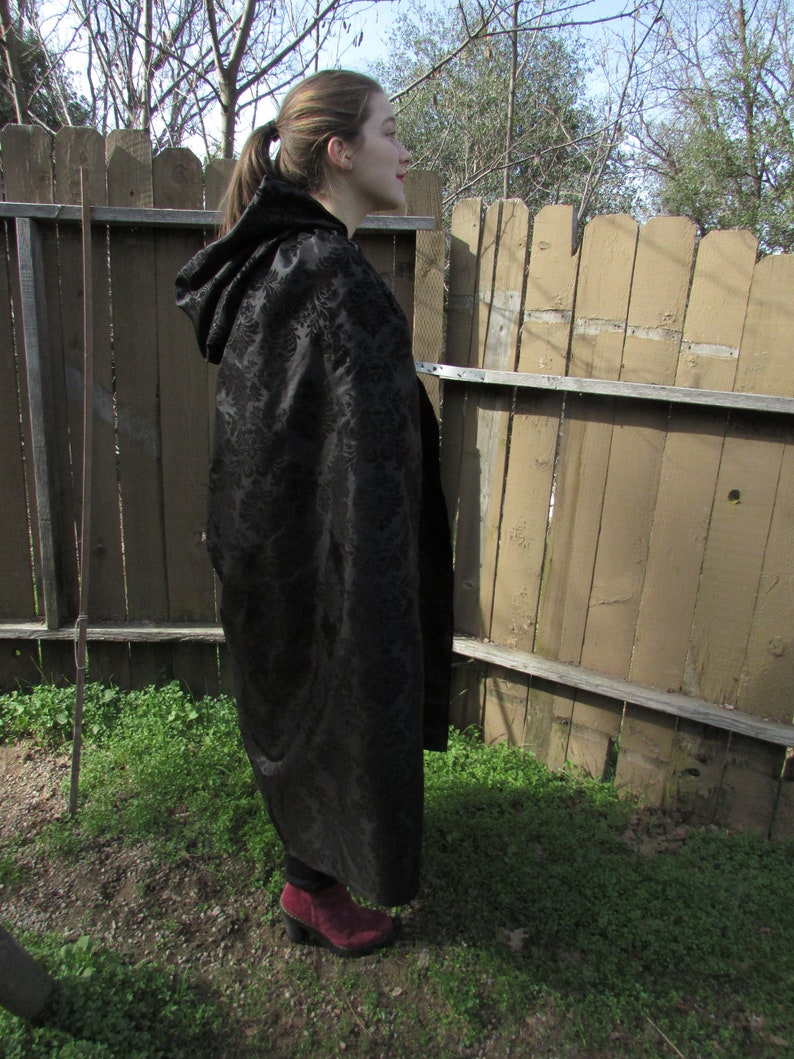 Black Taffeta and Velvet Cape