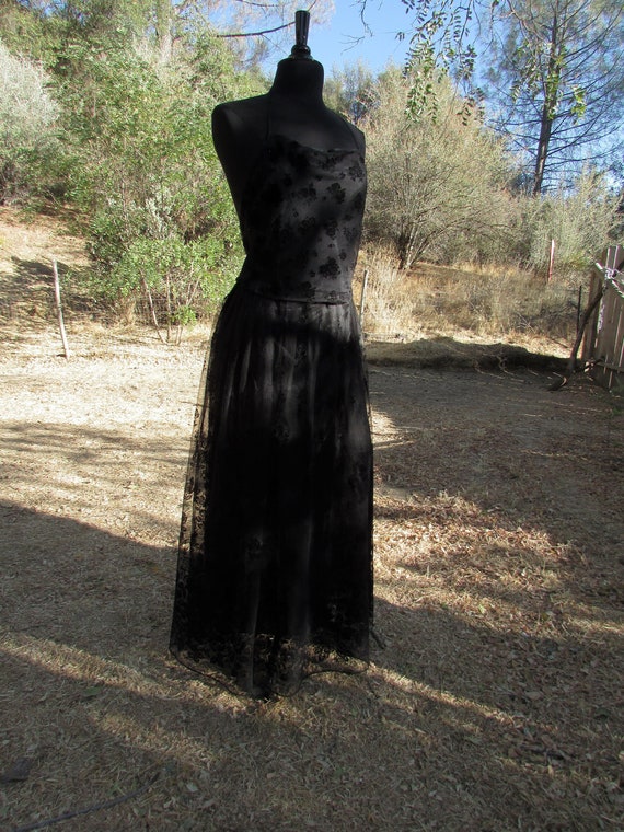 Black Skirt and Top, Velvet, Lace