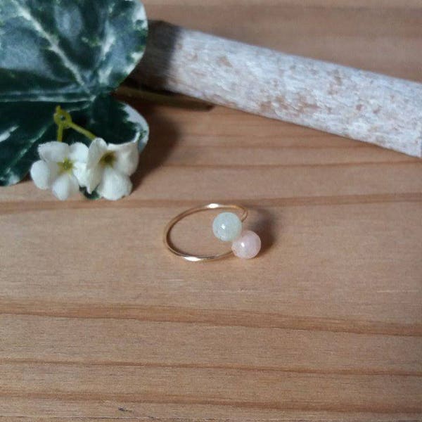 Bague fine en pierre morganite laiton plaqué or non ternissable