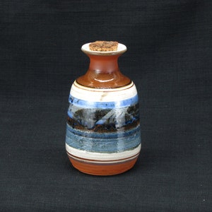Studio Pottery Glazed Red Clay Cork Stopper Decanter Bottle Flower Vase Glazed Interior Signed Bruce