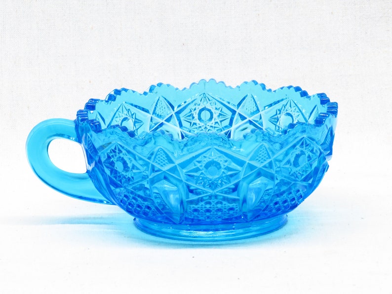 Vintage Smith Glass Quintec Colonial Blue Pattern Handled Nappy Bowl - Etsy