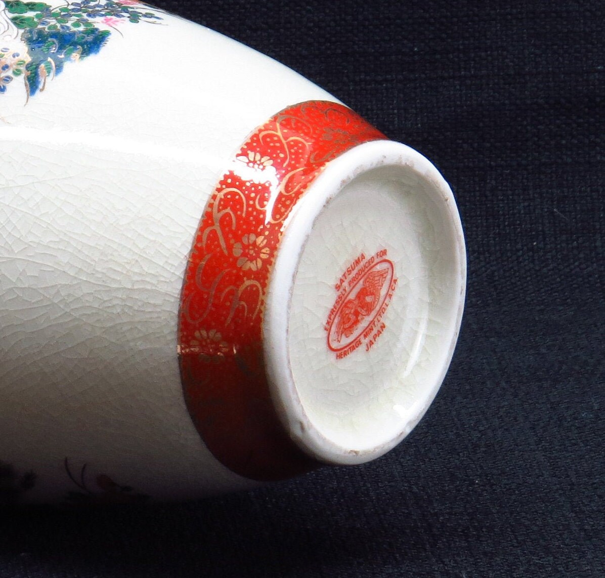 Vintage Heritage Mint Colorful Japanese Satsuma Vase Peacocks Etsy